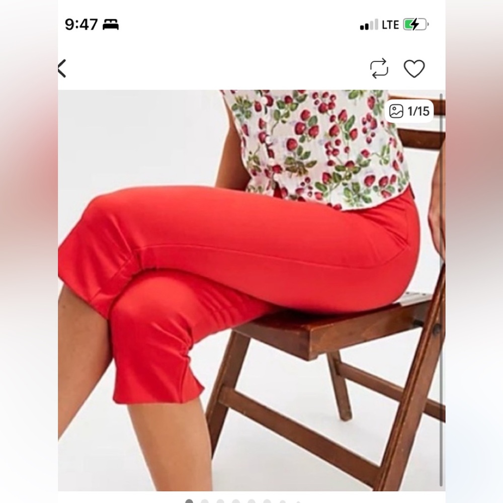 NWOT Free People Bette Super slim cropped poppy red pants size 2